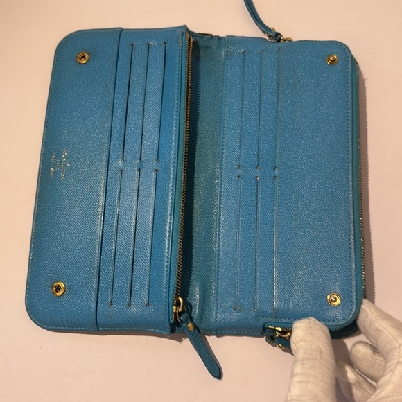 Louis Vuitton Insolite Monogram Brown Wallet with Turquoise Trim Authentic - Picture 6 of 9